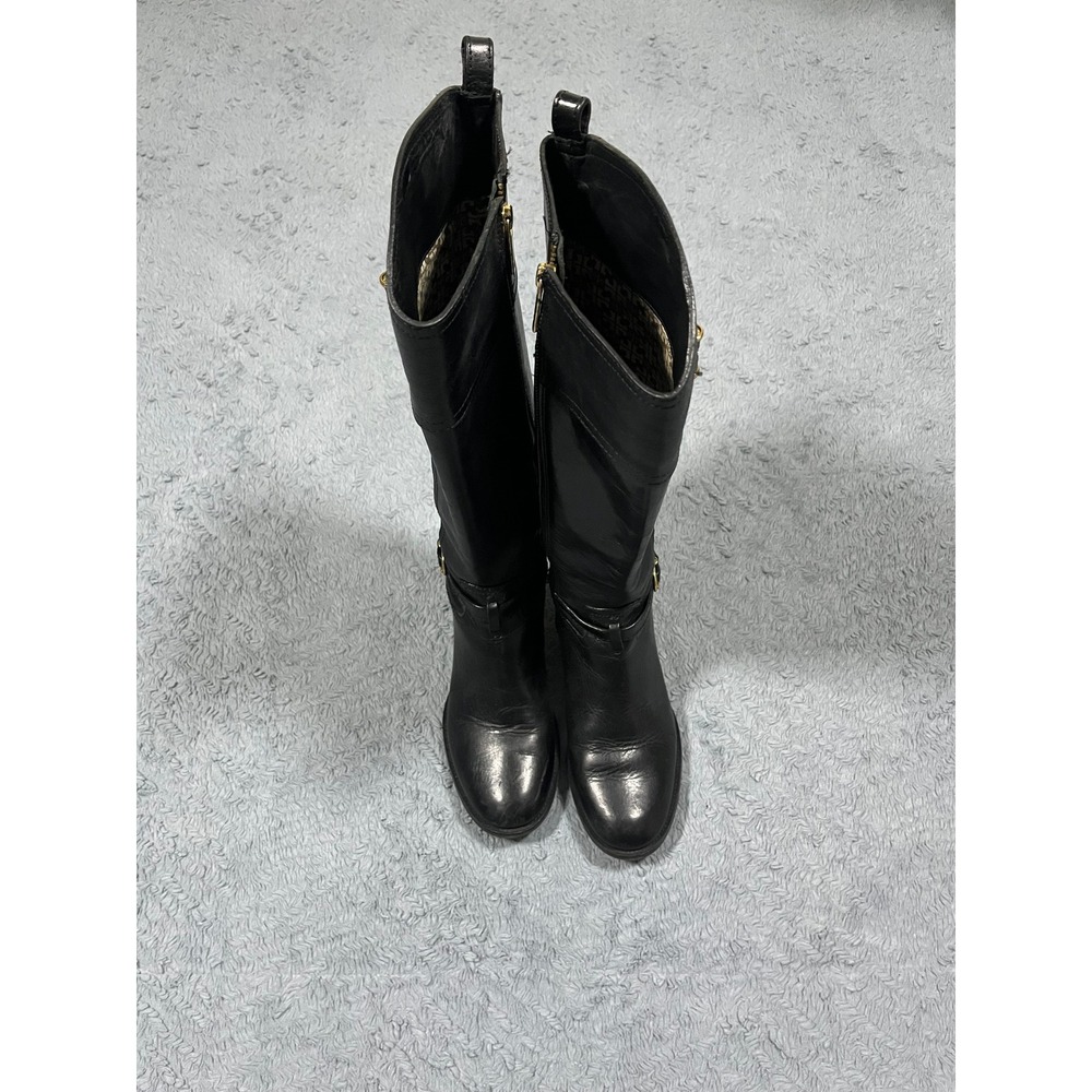 Tory Burch Nadine Womens Sz 7M Black Leather Knee High Tall Riding Boots Luxury - Picture 3 of 14